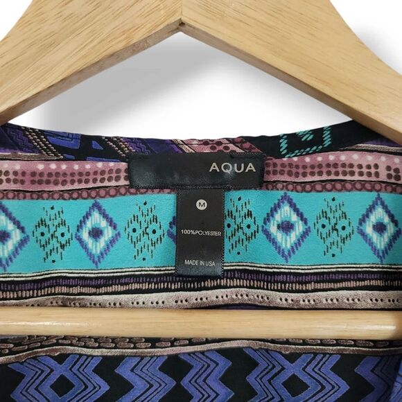 NEW Aqua Southwestern Striped Sleeveless Button Down Belted Shirt Dress Size Med - Picture 7 of 12